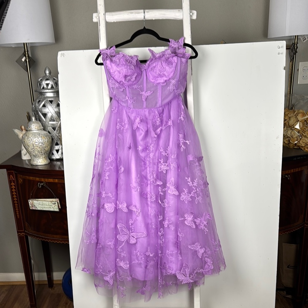 Elegant Purple Lace Prom Dress